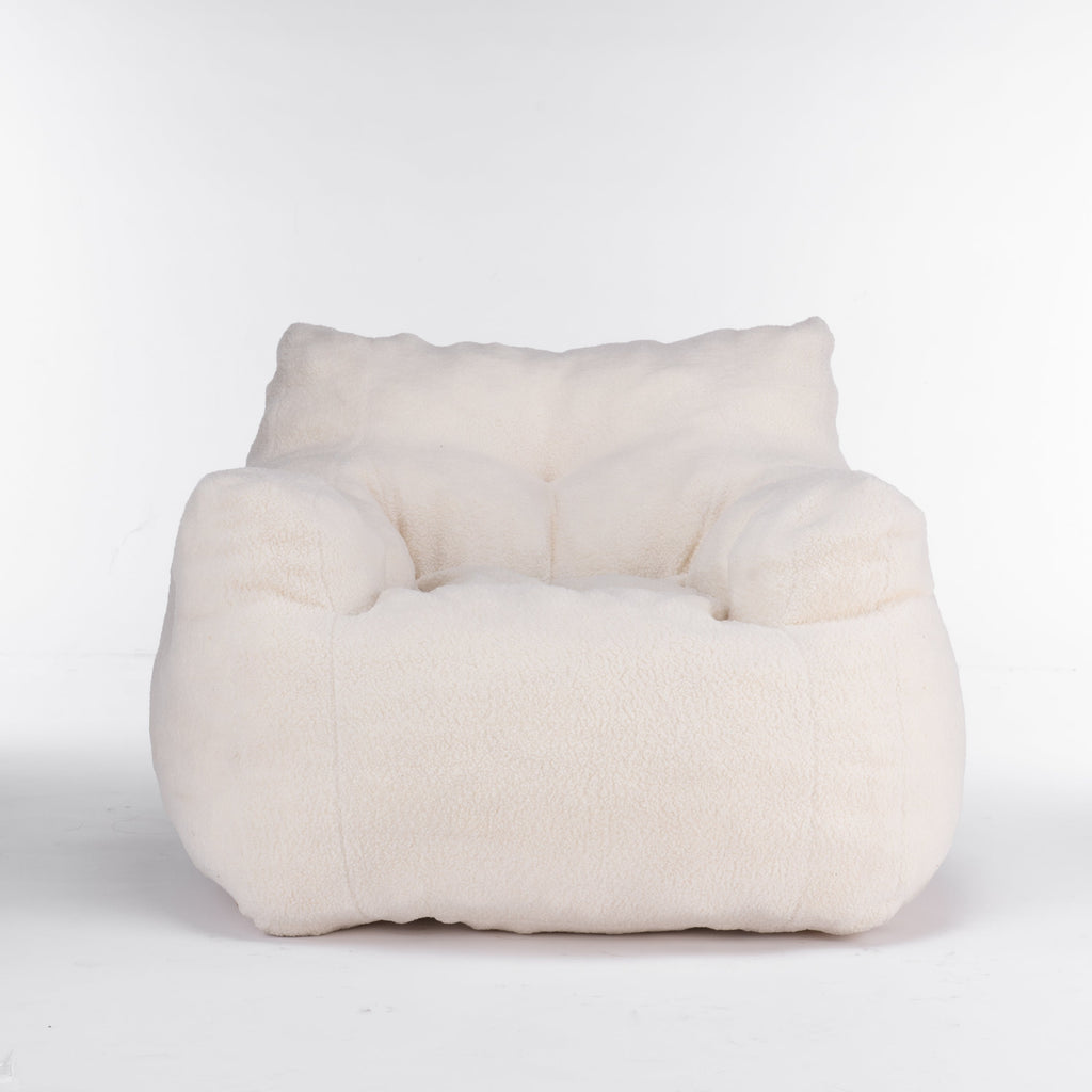 Teddy Fabric Tufted Foam Bean Bag Chair with Memory Sponge