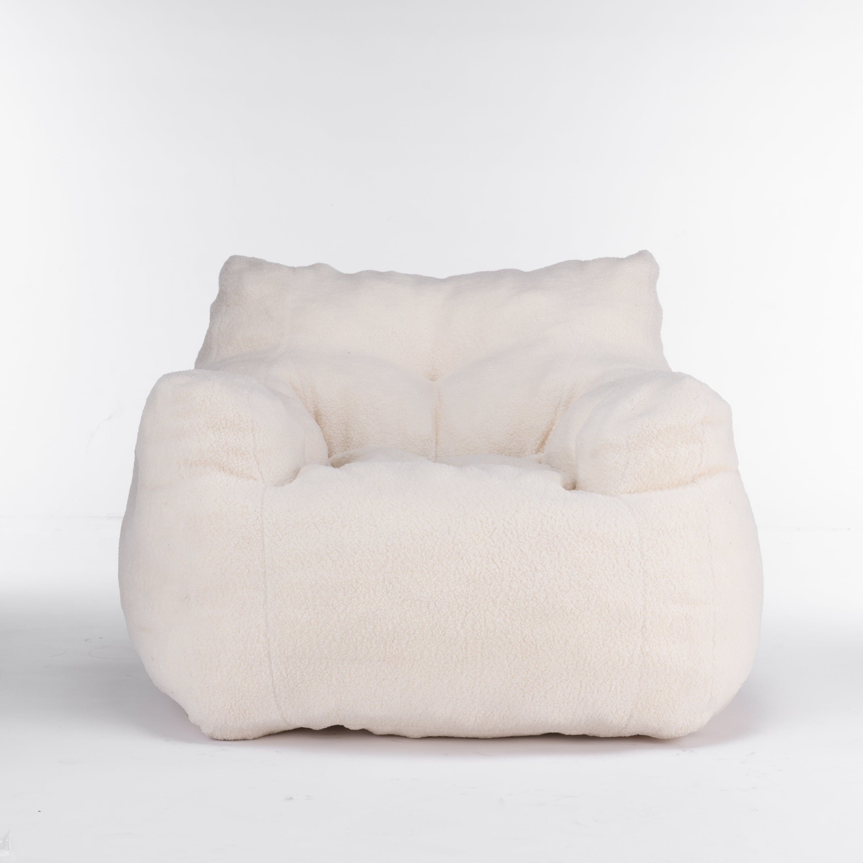 Teddy Fabric Tufted Foam Bean Bag Chair with Memory Sponge