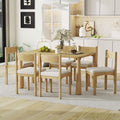 7-Piece Retro Wood Dining Table Set