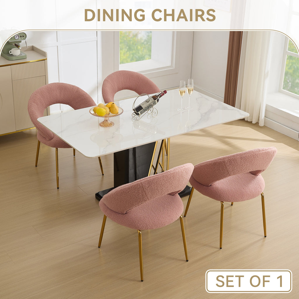 Velvet/Teddy Fabric Dining Chairs with Curved Backrest
