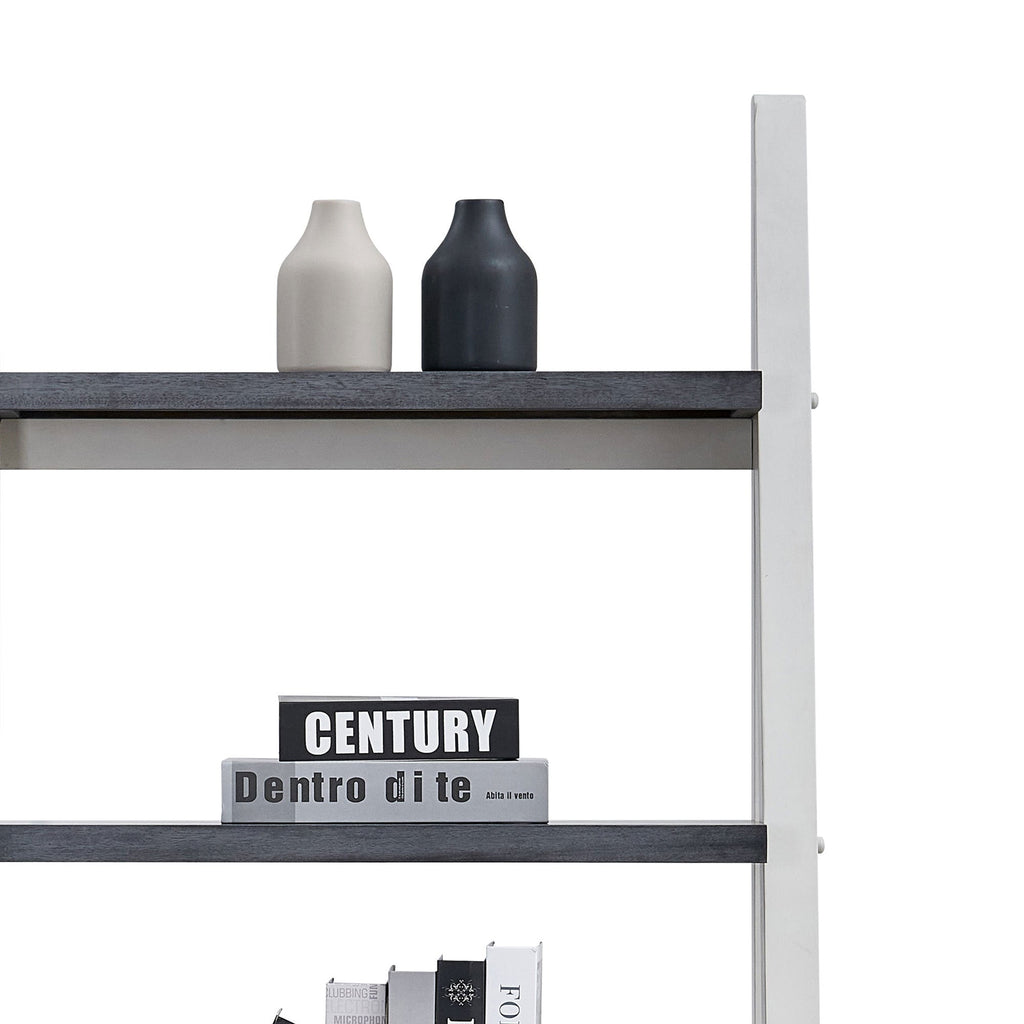 5-Tier Storage Rack Bookshelf with Rubber Wood Frame