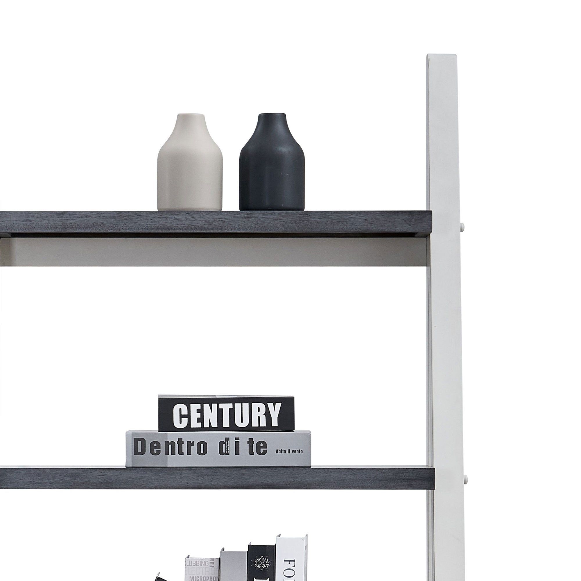 5-Tier Storage Rack Bookshelf with Rubber Wood Frame