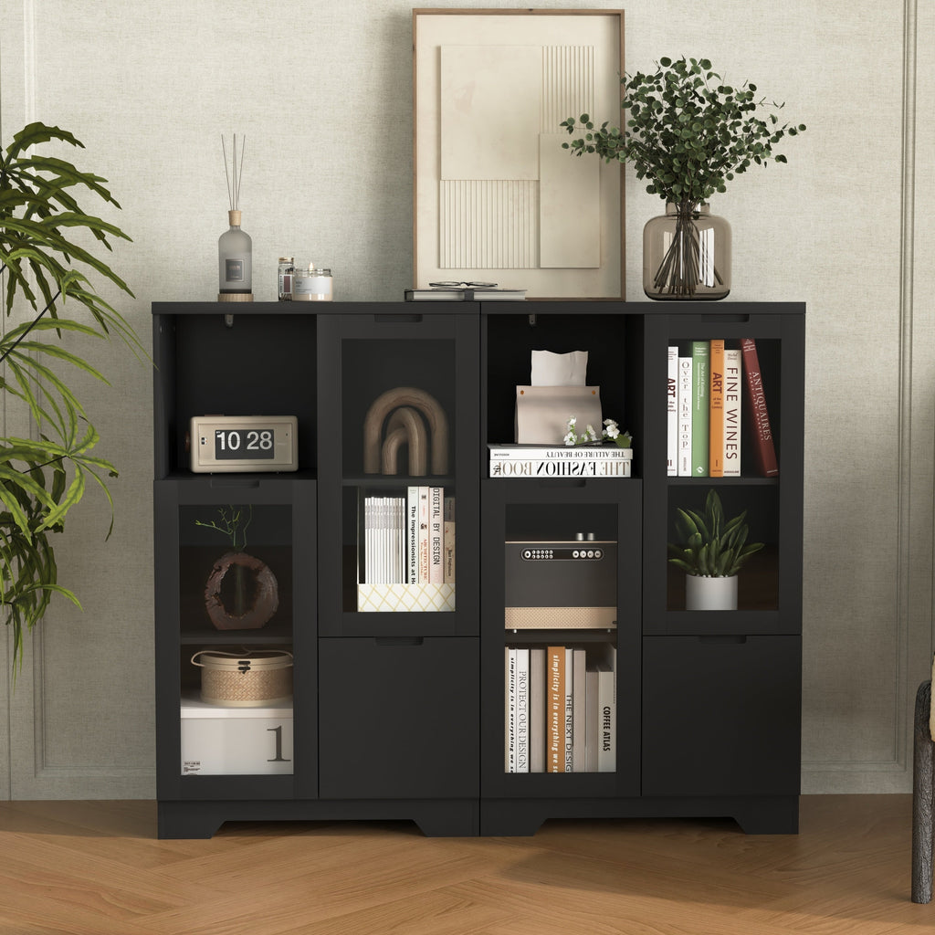 Modern MDF Painted Cabinet with Glass Doors and Drawer