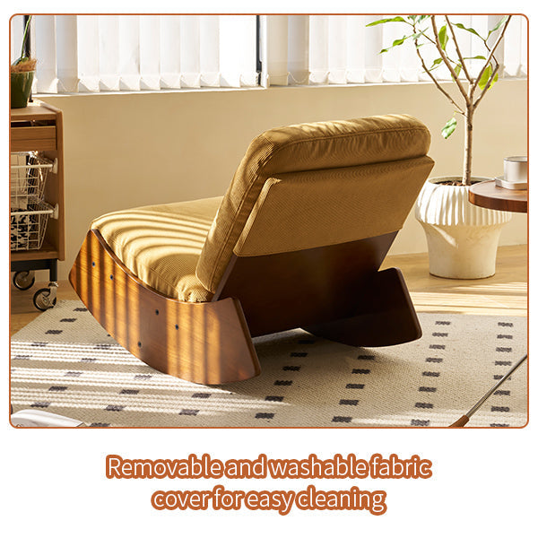 Corduroy Glider Rocking Chair with Solid Wood Frame