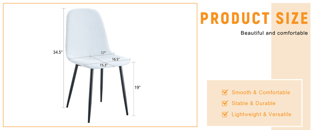 Luxury Simple Chair Black Linen Dining Chair  (Set of 4)