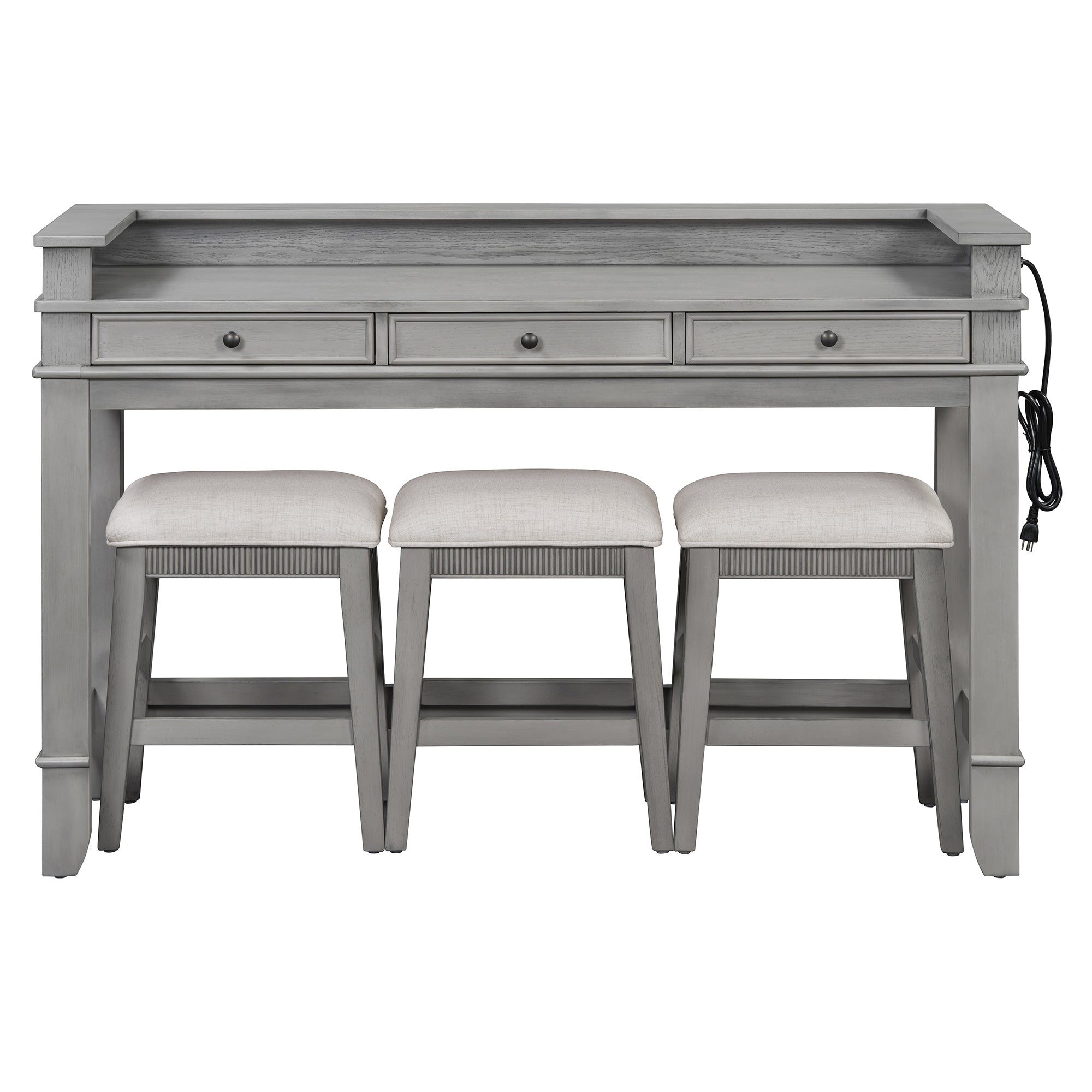 Retro Kitchen Table and Chairs Set with 3 Storage Drawers