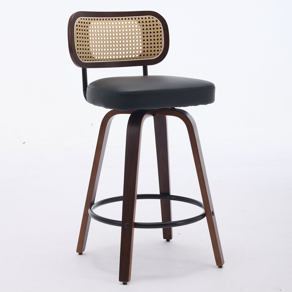 26 Inch Rattan Counter Height Stools with Cane Back (Set of 3)