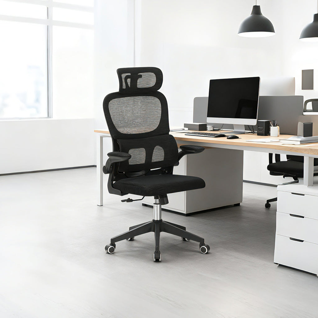 High Back Ergonomic Mesh Office Chair Black Big Tall Tilt 3D Headrest Lumbar Support Swivel Rolling Chair