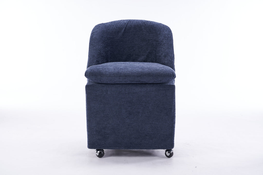 Chenille Fabric Dining Chairs with Universal Wheels