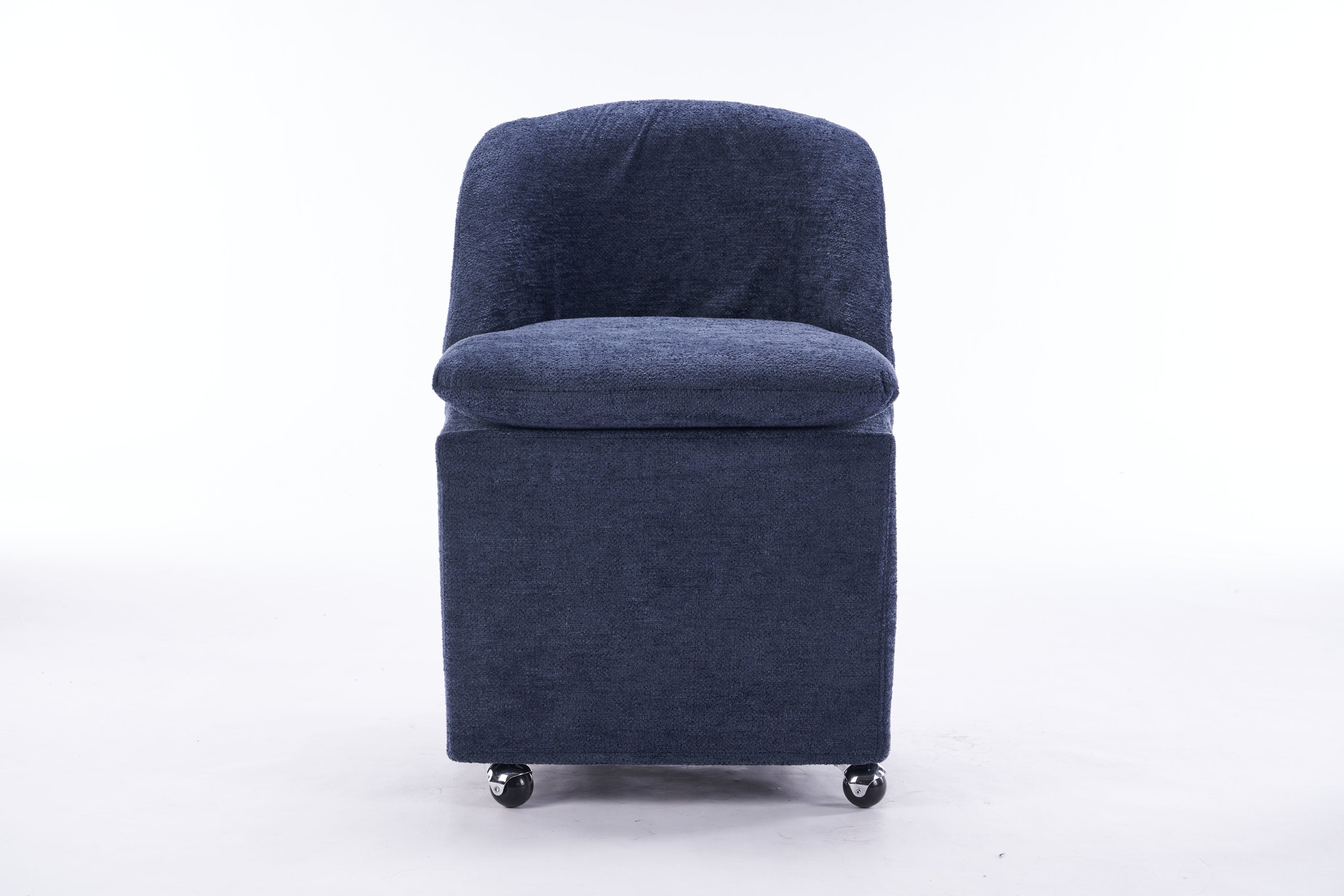 Chenille Fabric Dining Chairs with Universal Wheels