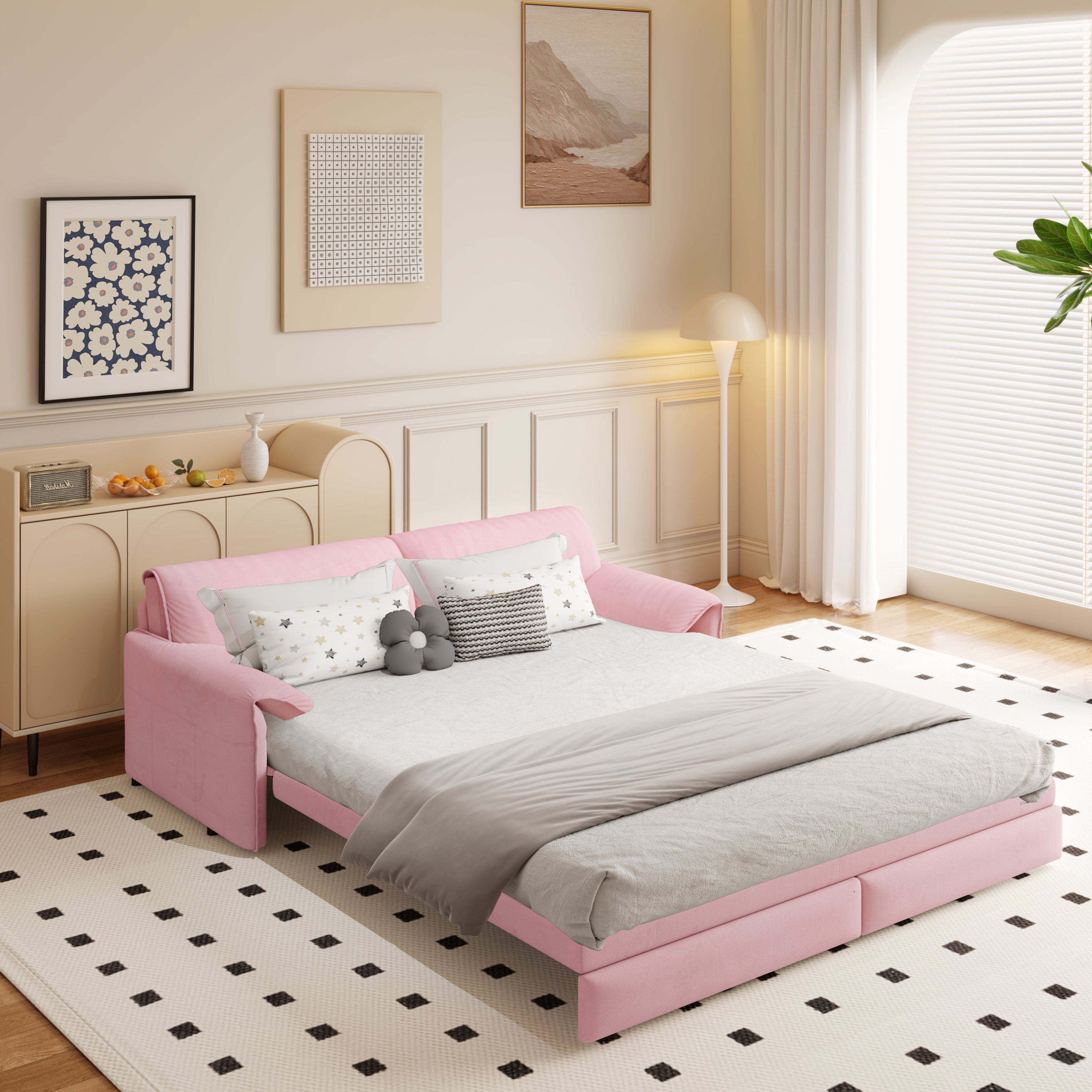 3-in-1 Convertible Sleeper Sofa with Side Storage