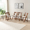 Set of 4 Folding Chairs Cushioned Solid Wood Space-Saving Dining Chairs