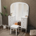 Antique Makeup Vanity Desk with Triple Mirror