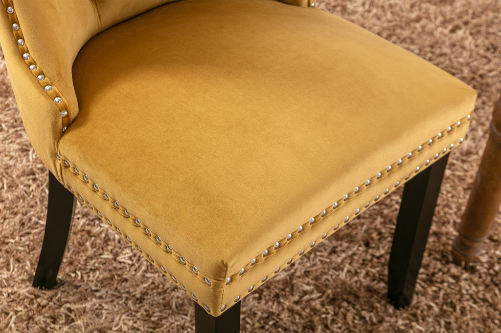 Modern High-end Tufted Solid Wood Velvet Dining Chair(Set of 2)