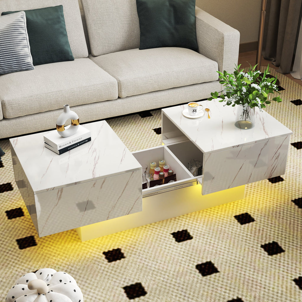 White Coffee Table with Sliding Tabletop