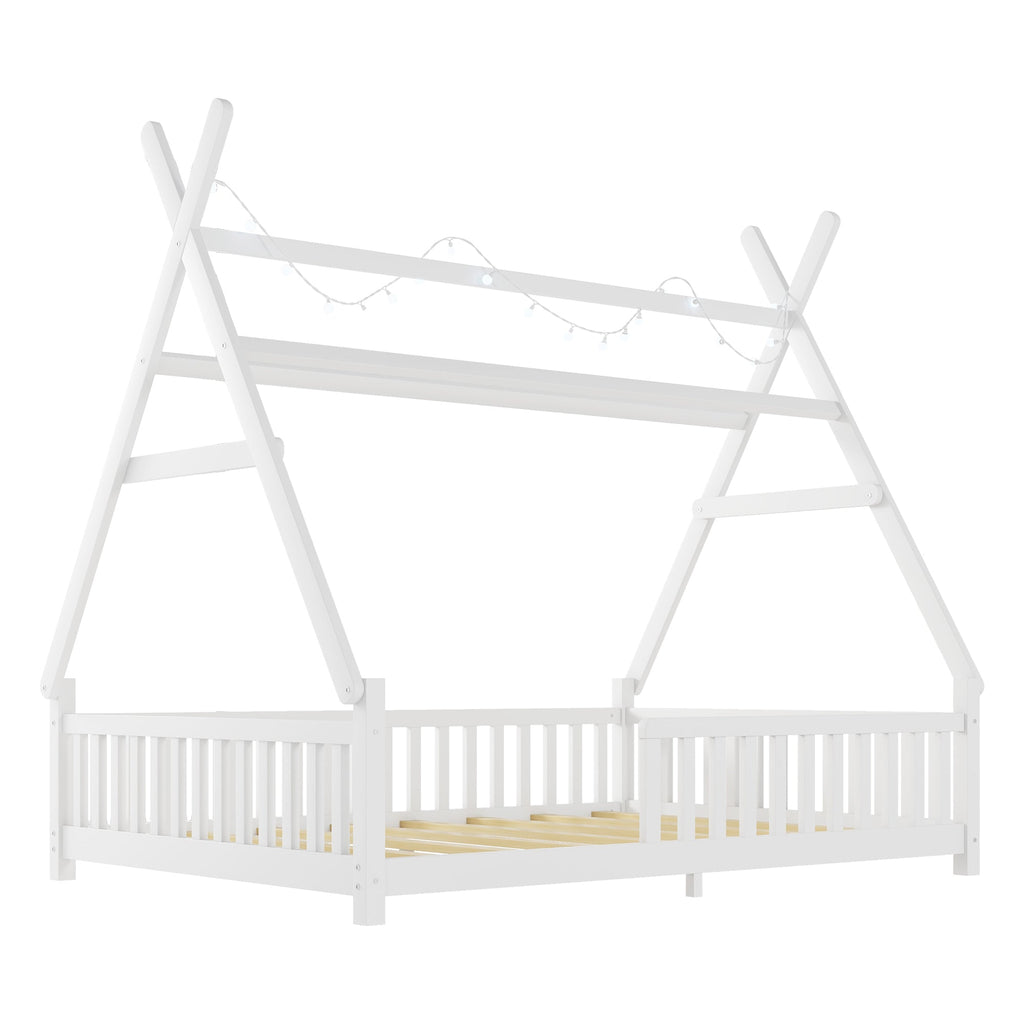 Full Size House Bed with Light for Kids