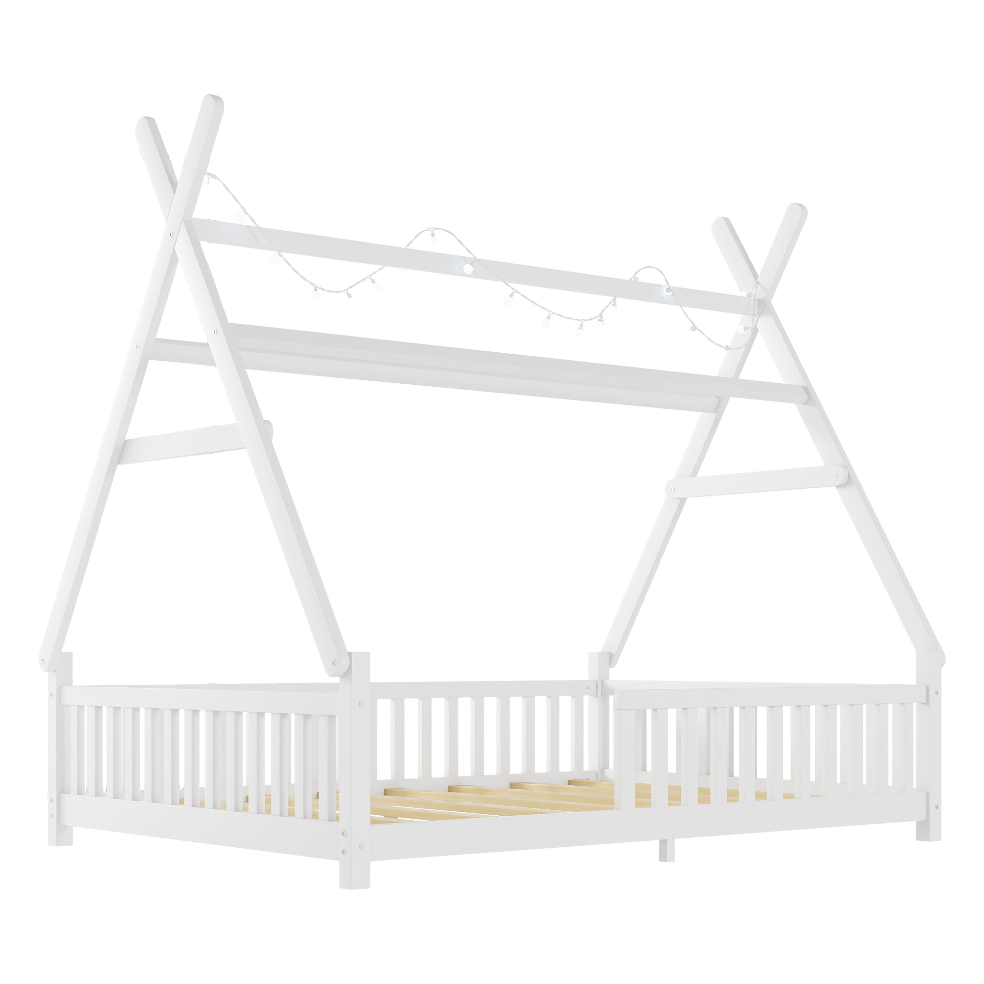 Full Size House Bed with Light for Kids