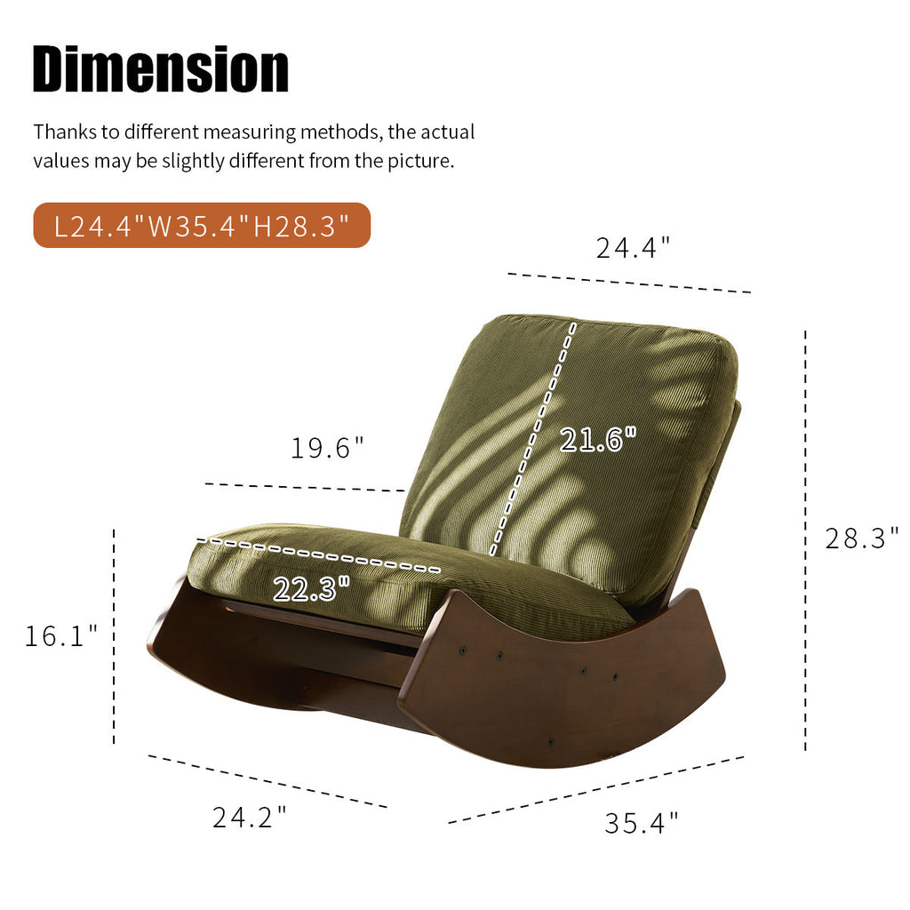 Corduroy Glider Rocking Chair with Solid Wood Frame