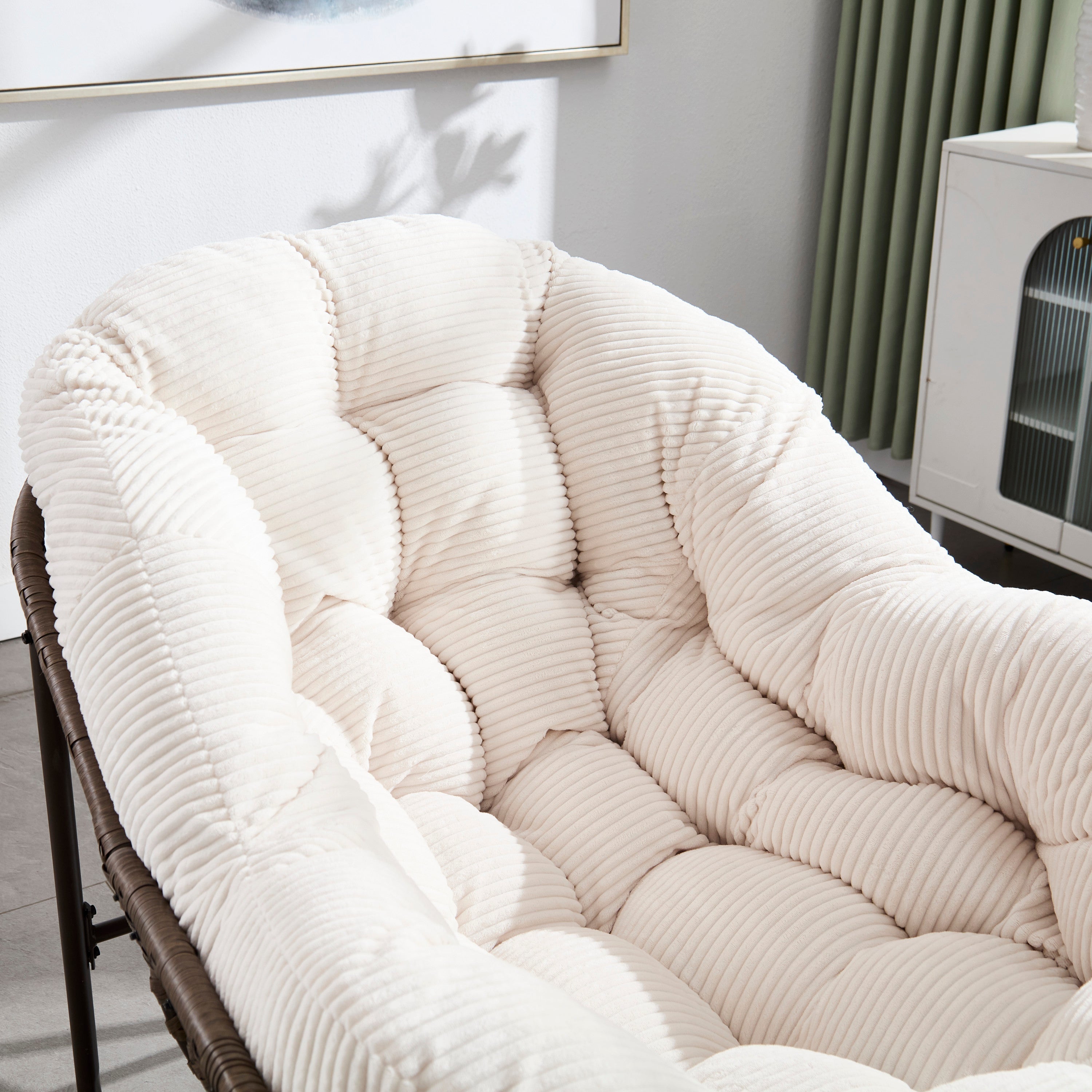 Outdoor Rattan Rocking Recliner Chair with Padded Cushion