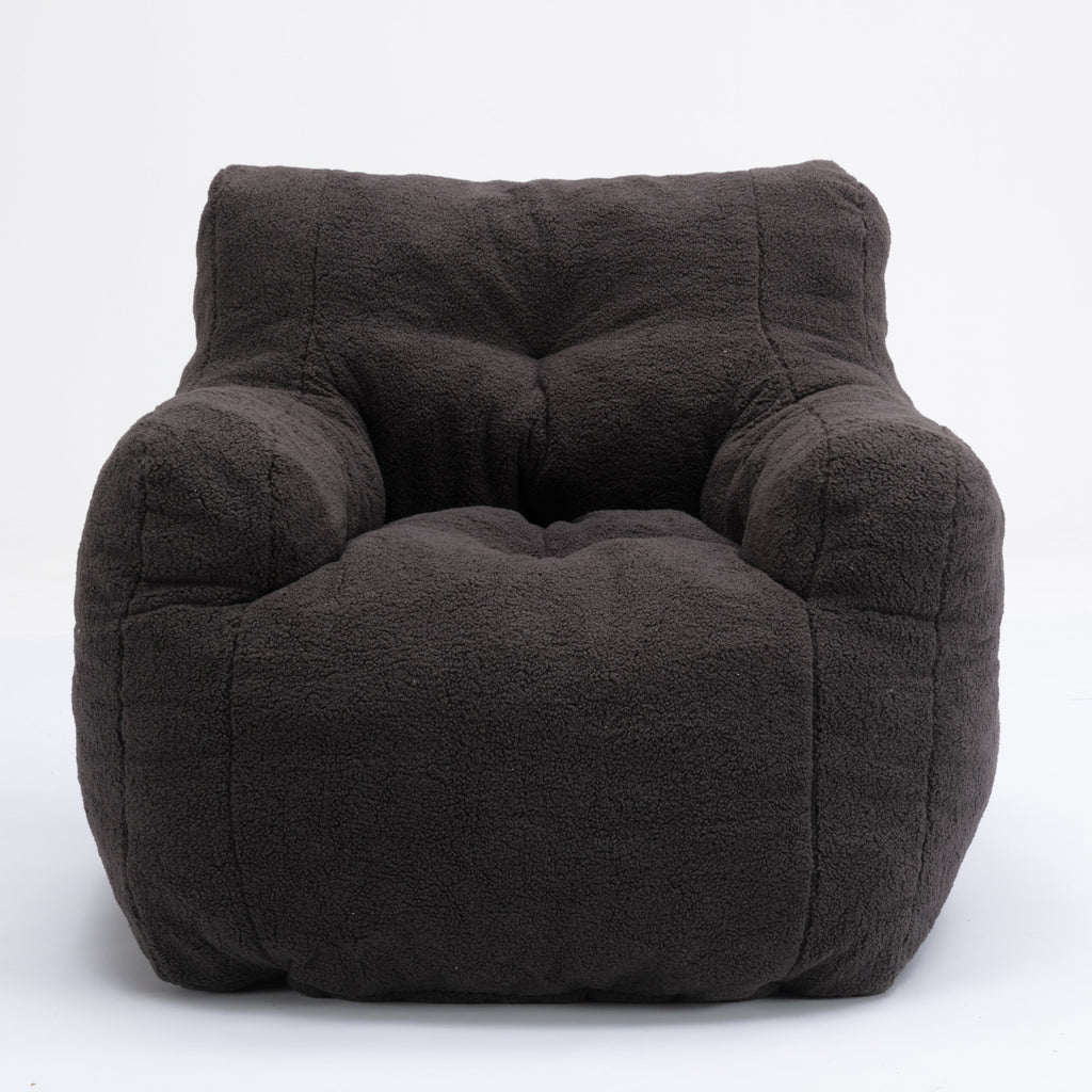 Teddy Fabric Tufted Foam Bean Bag Chair with Memory Sponge