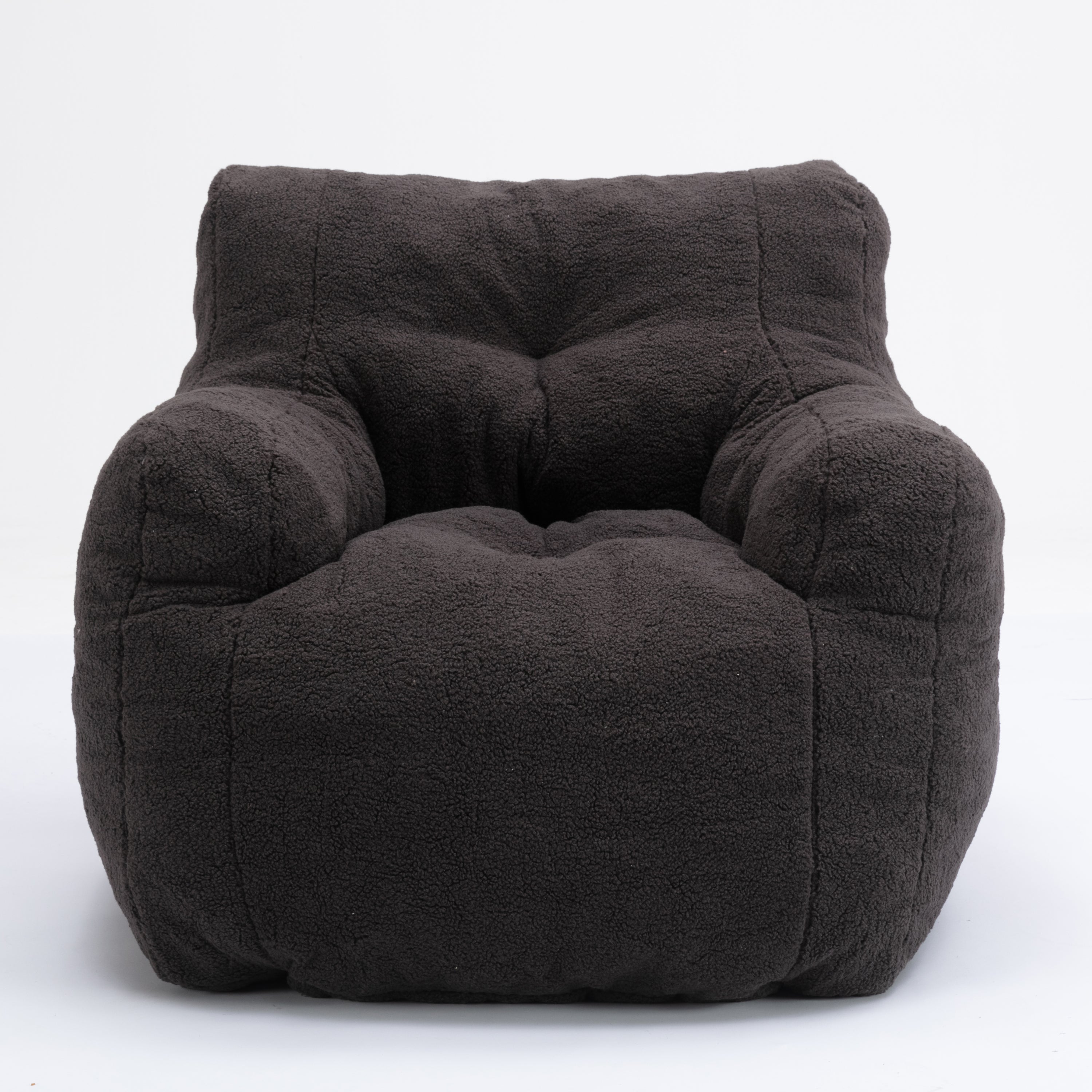 Teddy Fabric Tufted Foam Bean Bag Chair with Memory Sponge
