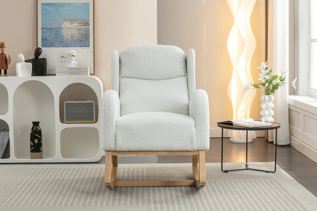 Teddy Fabric Rocking Chair with Packet Wood Legs