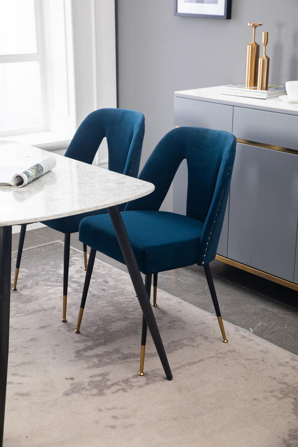 Modern Velvet Upholstered Dining Chair (Set of 2)