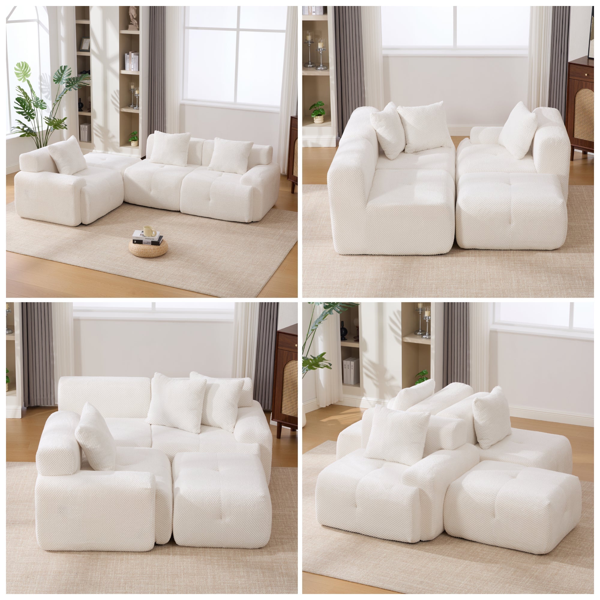 Oversized Boneless Convertible Cloud Couch with Movable Ottoman