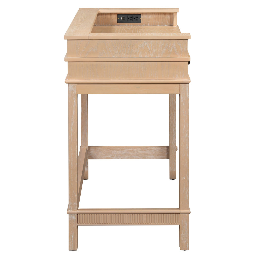 Retro Kitchen Table and Chairs Set with 3 Storage Drawers