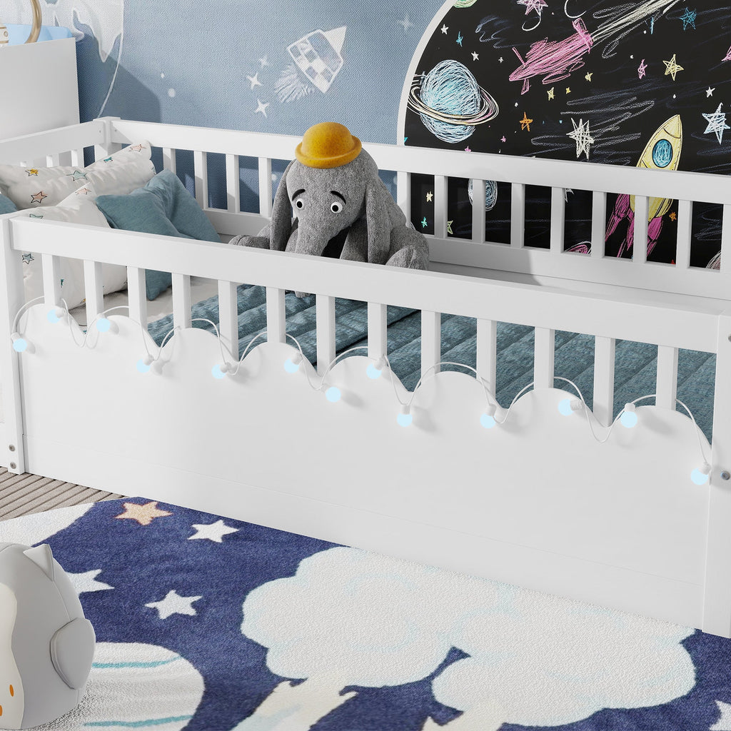 Twin/Full Montessori Floor Kids Bed Frame with High Rails