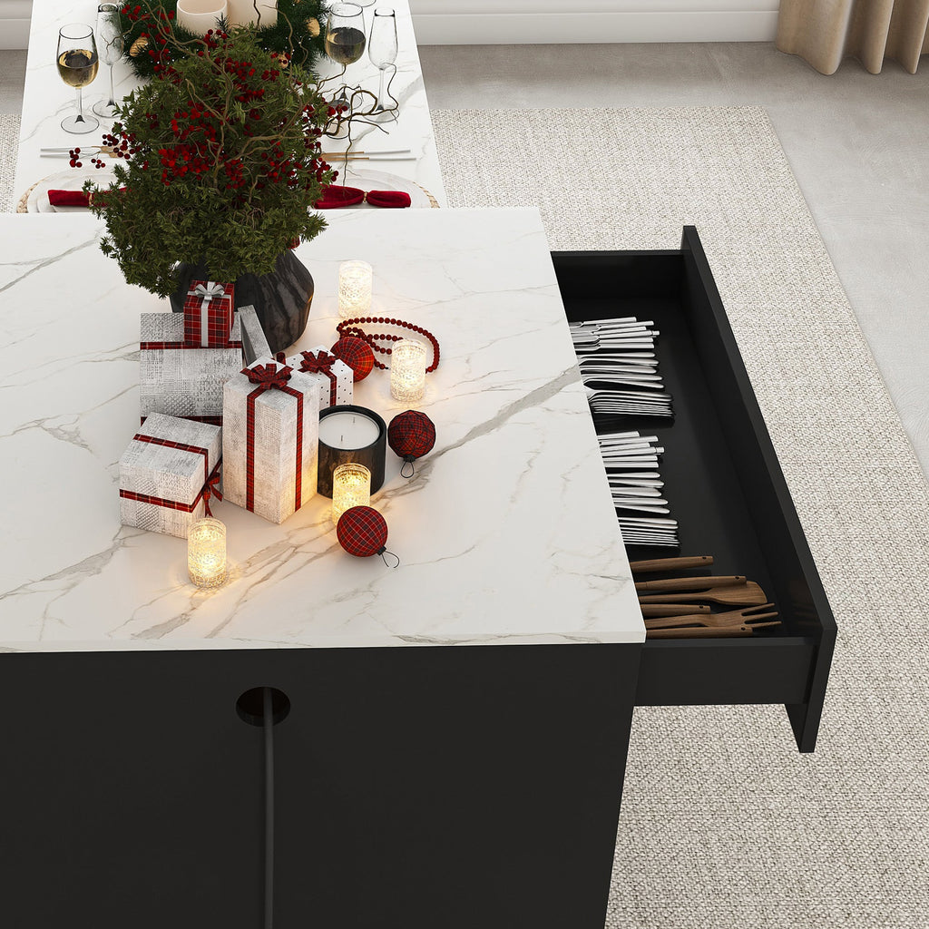 Expandable Kitchen Island with Dining Table