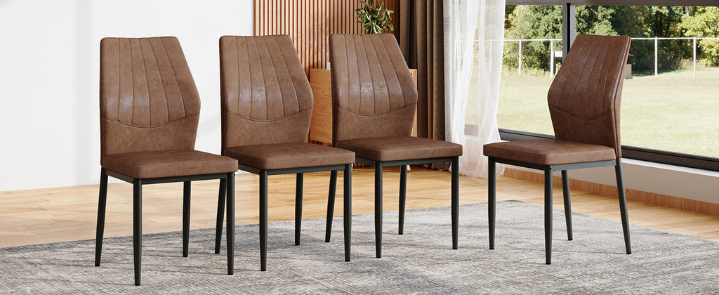 Brown Black Dining Chairs with Shell (Set of 4)
