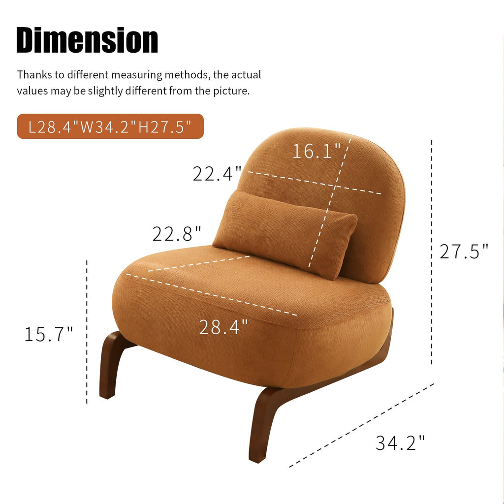 Velvet Accent Chair with Solid Wood Legs
