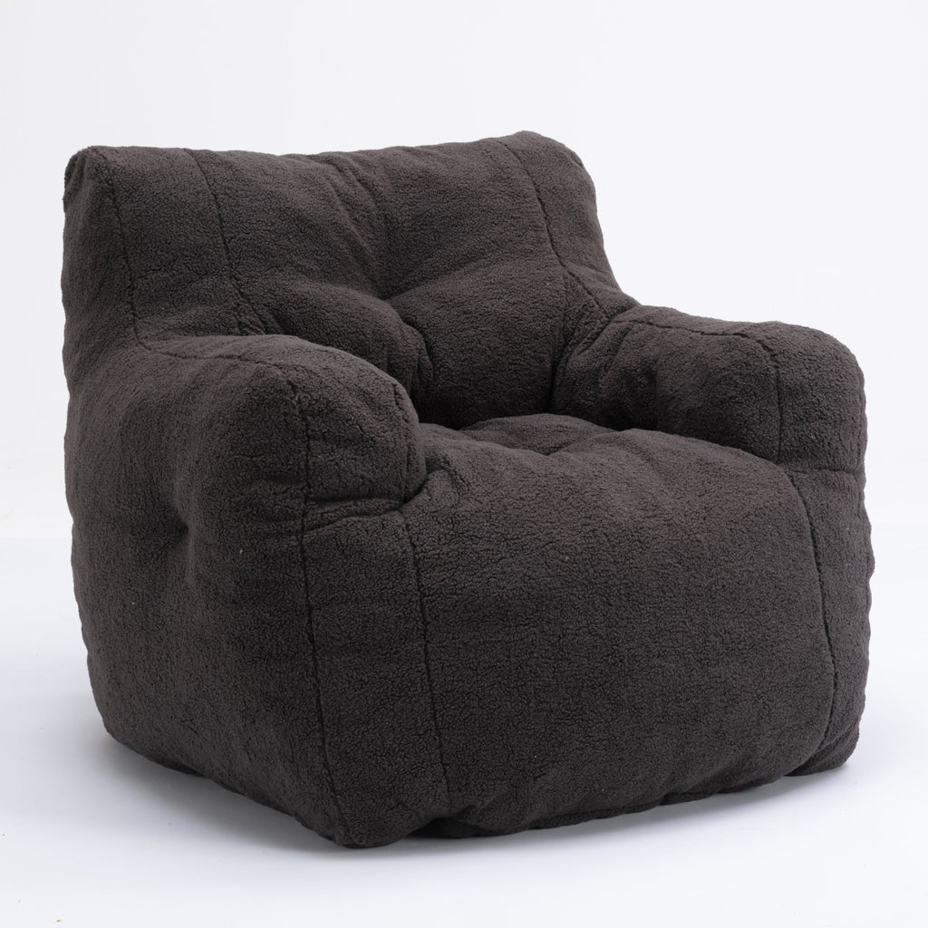 Teddy Fabric Tufted Foam Bean Bag Chair with Memory Sponge