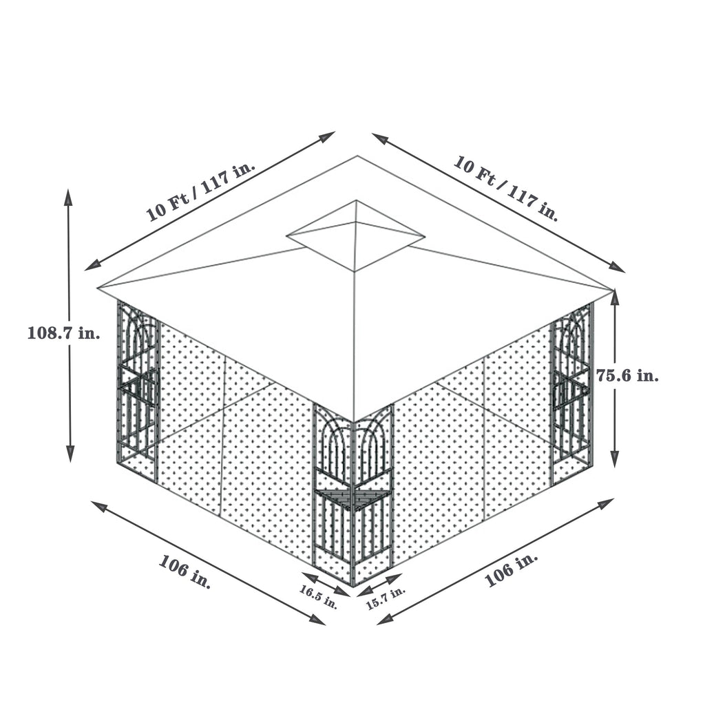 Patio Gazebo Tent with Ventilated Double Roof and Mosquito Net for Backyard or Garden