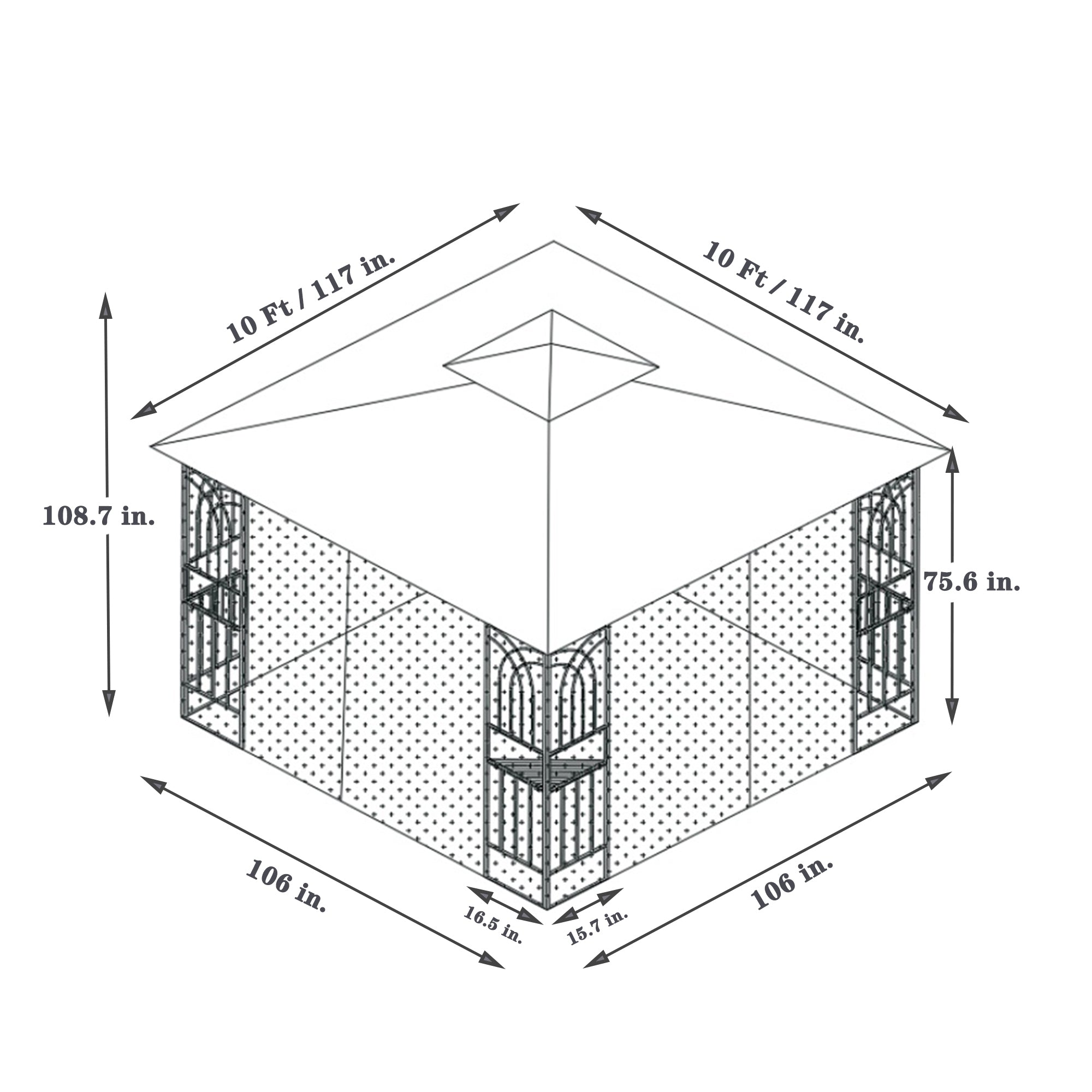 Patio Gazebo Tent with Ventilated Double Roof and Mosquito Net for Backyard or Garden
