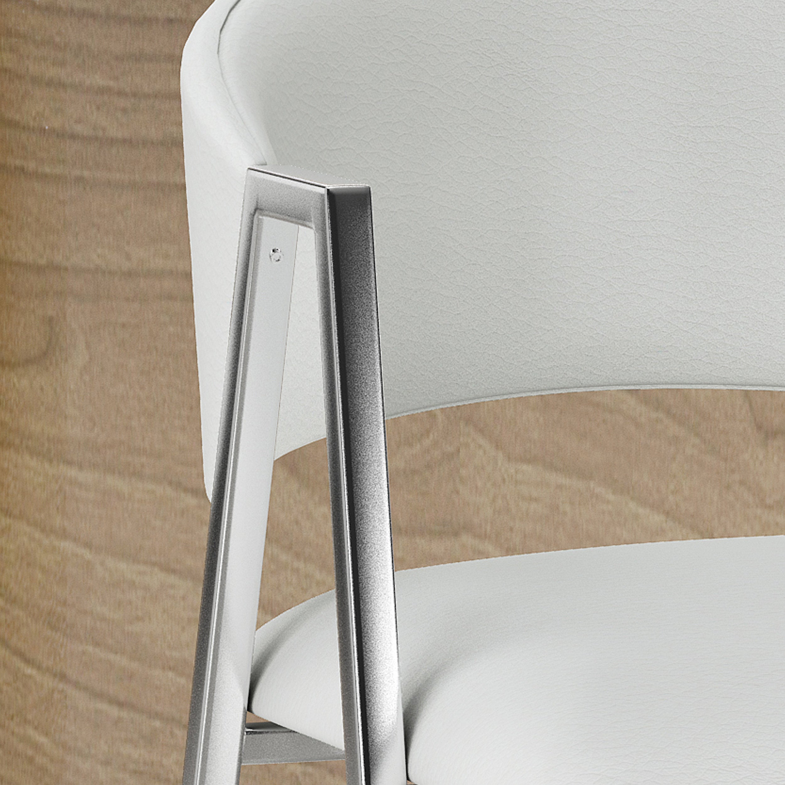Modern PU Bar Stools with Low Back and Arms (Set of 2)