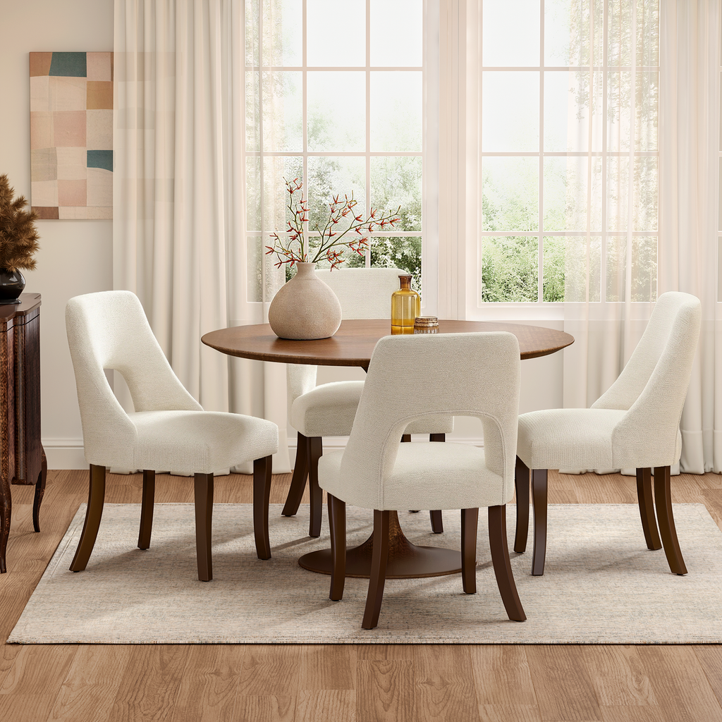 Chenille Elegant Tufted Club Dining Room Chairs (Set of 2)