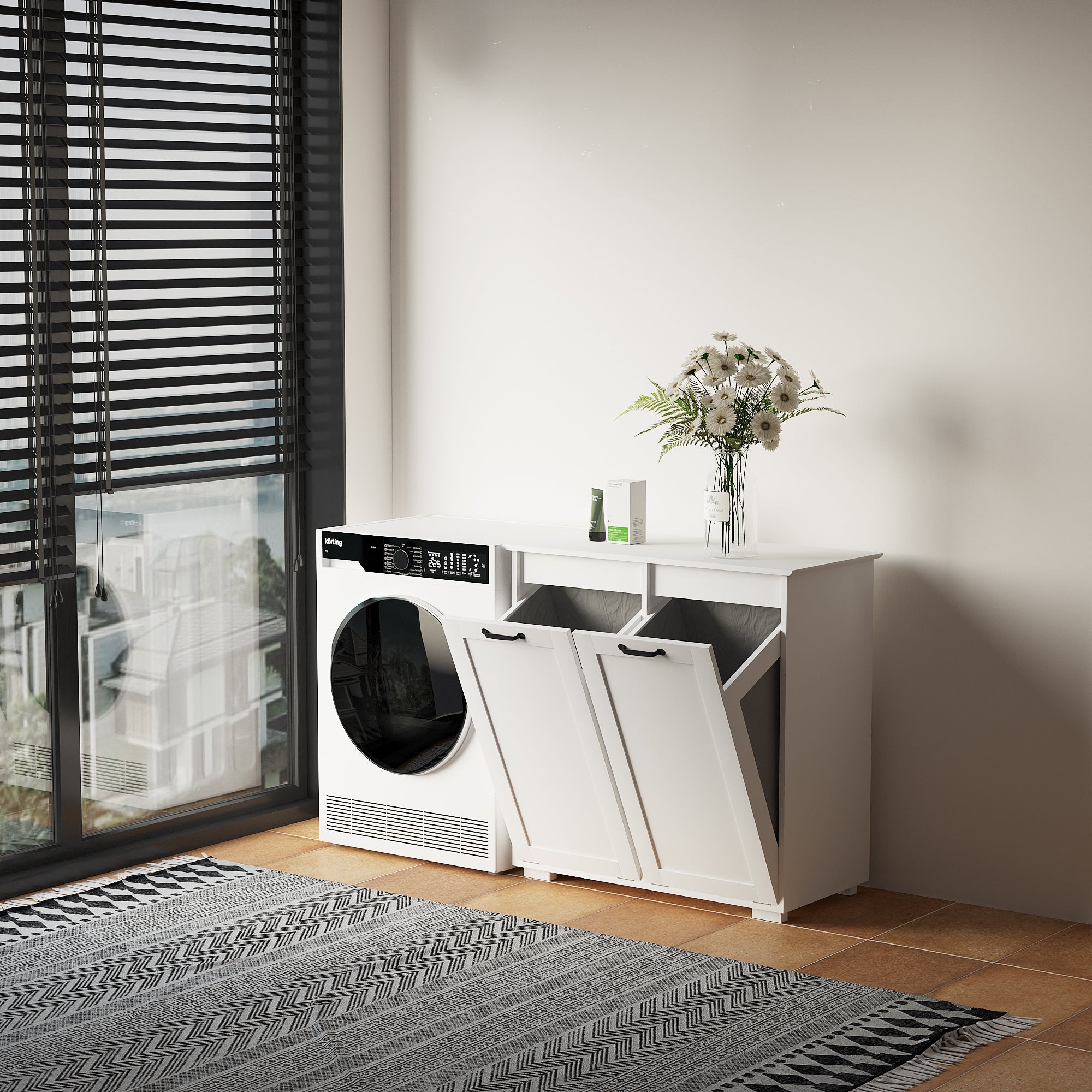 Laundry Cabinet with 2 Removable Liner Bags