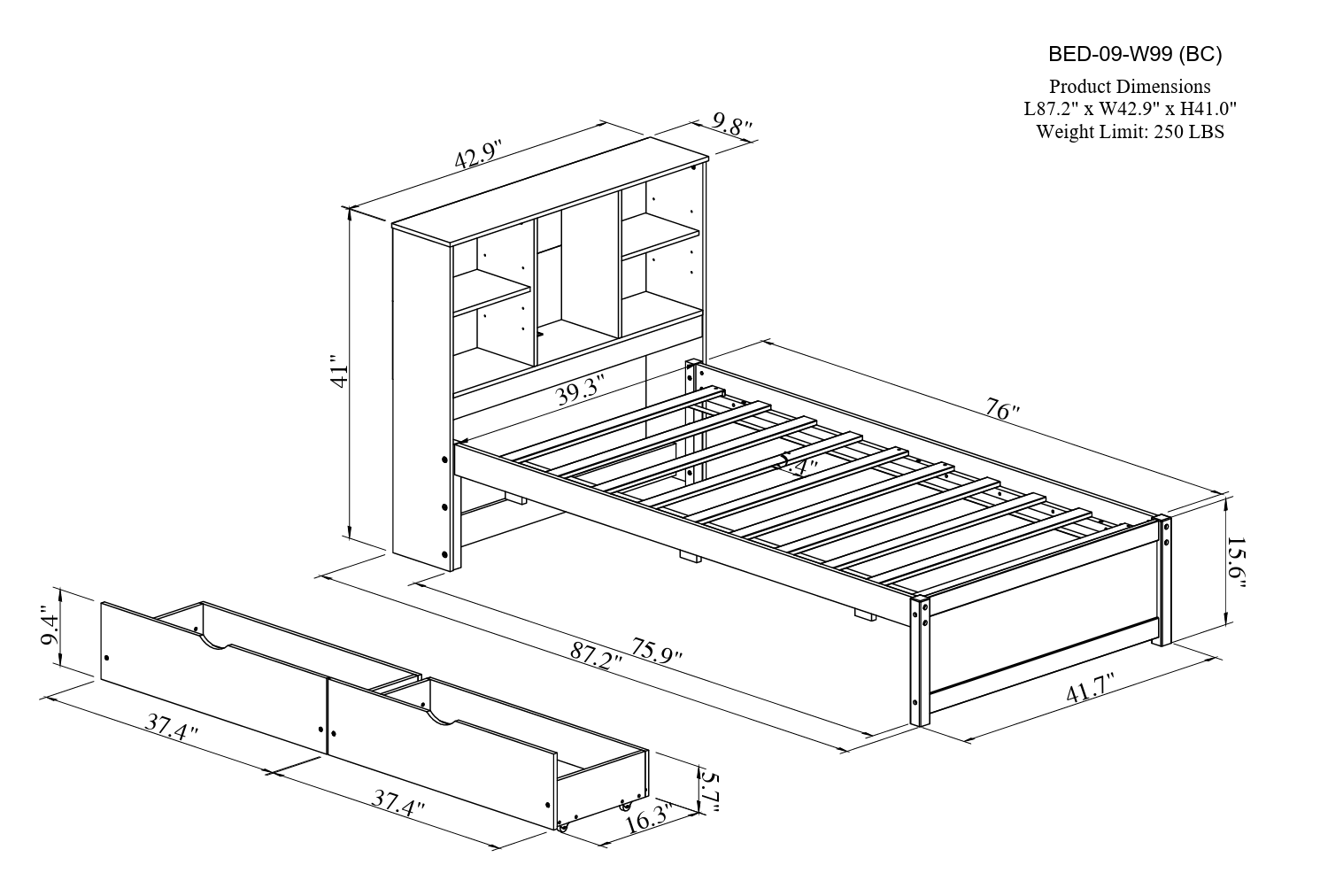 Modern Twin Size Bed Frame