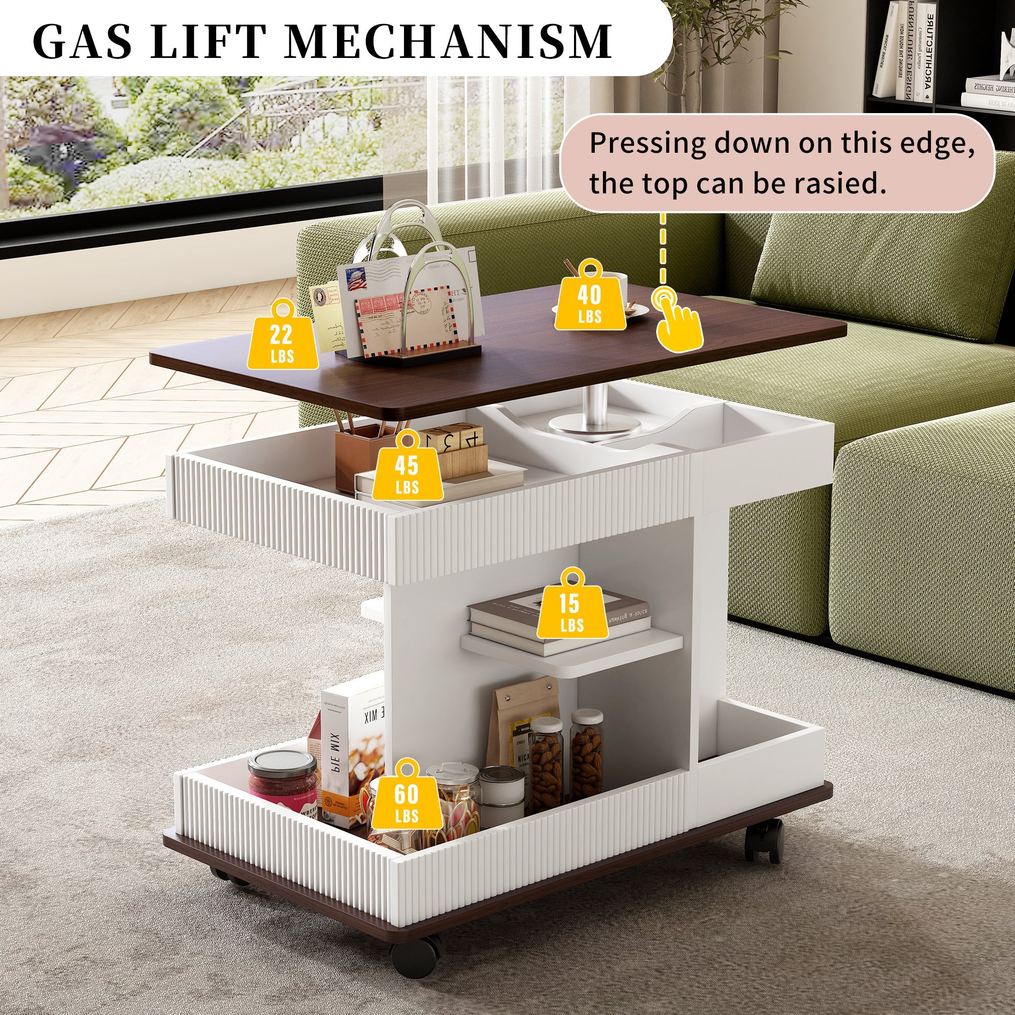 Modern Multifunctional Adjustable End Table with Wheels