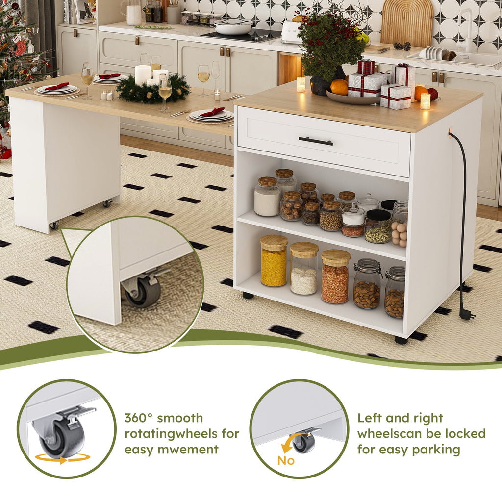 Expandable Kitchen Island with Dining Table