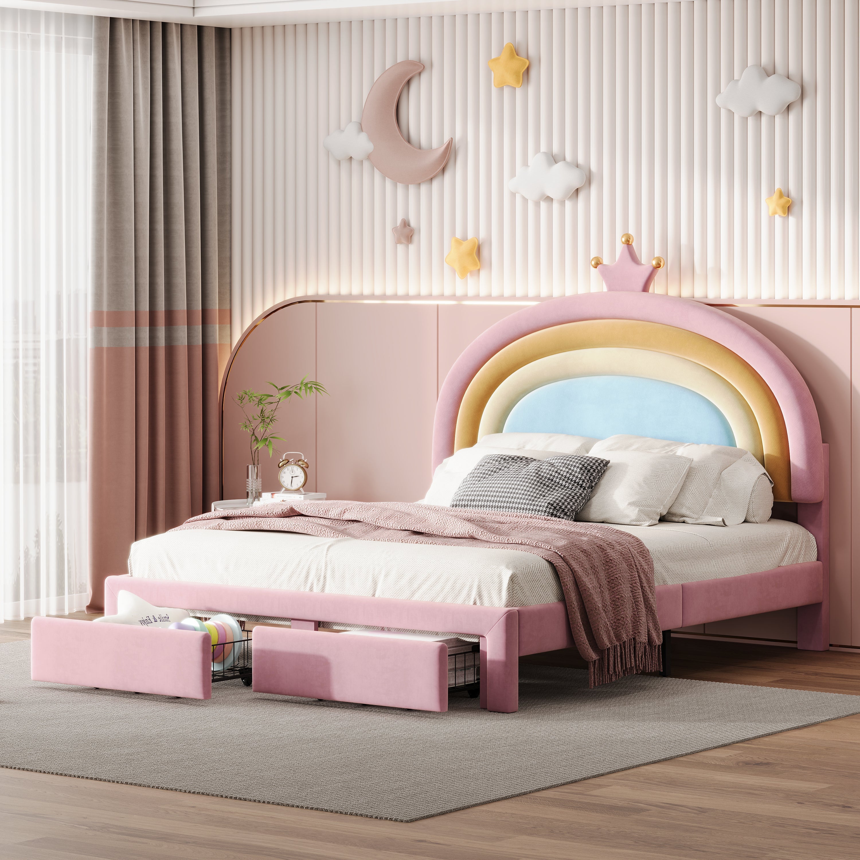 Twin/Full Size Rainbow Princess Platform Bed