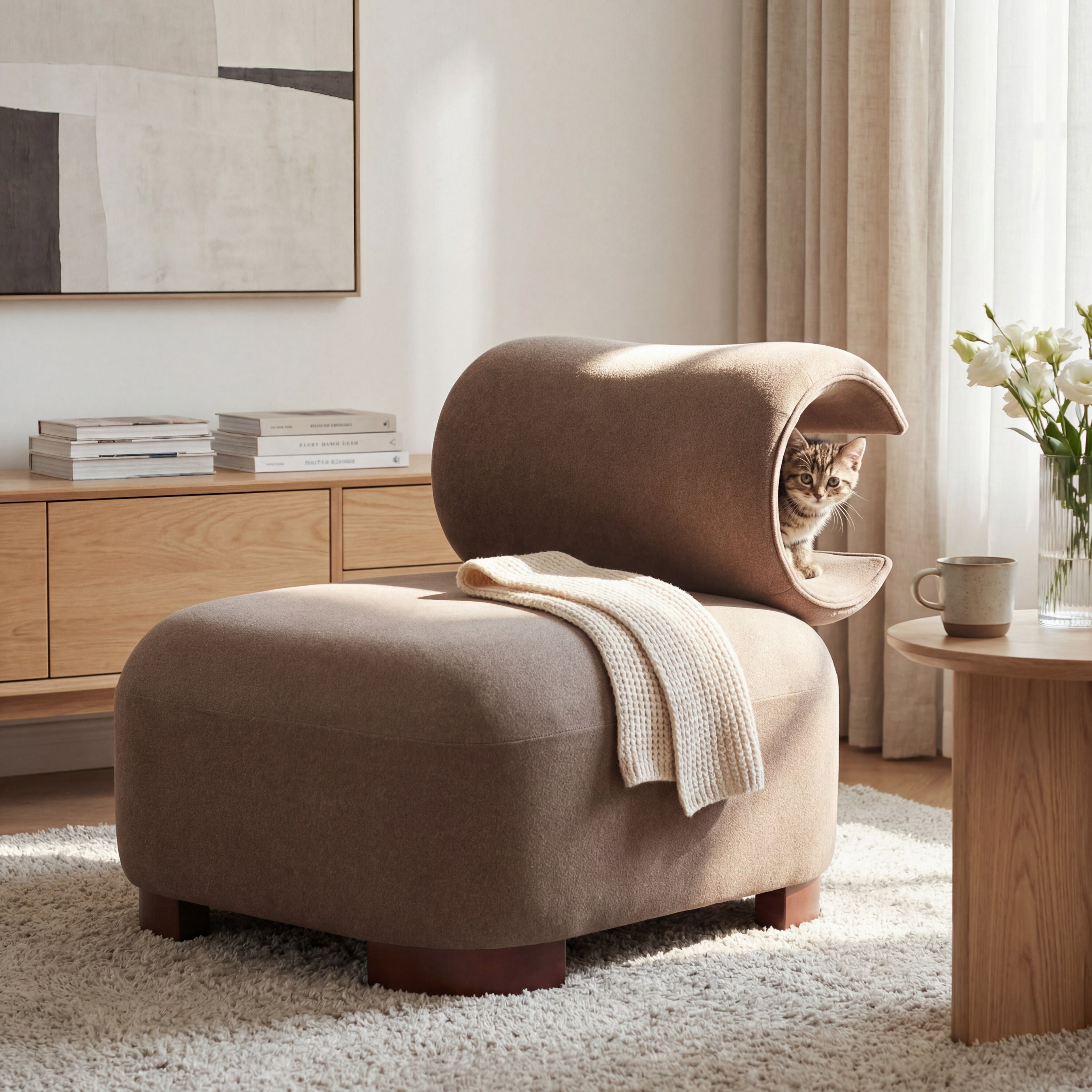 Pet-Friendly Modern Polyester Accent Chair for Living Room