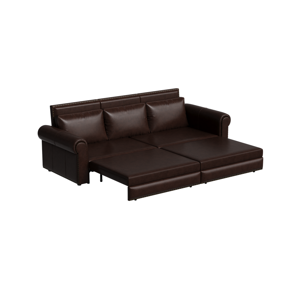 3-in-1 Faux Leather Convertible Sleeper Sofa Bed