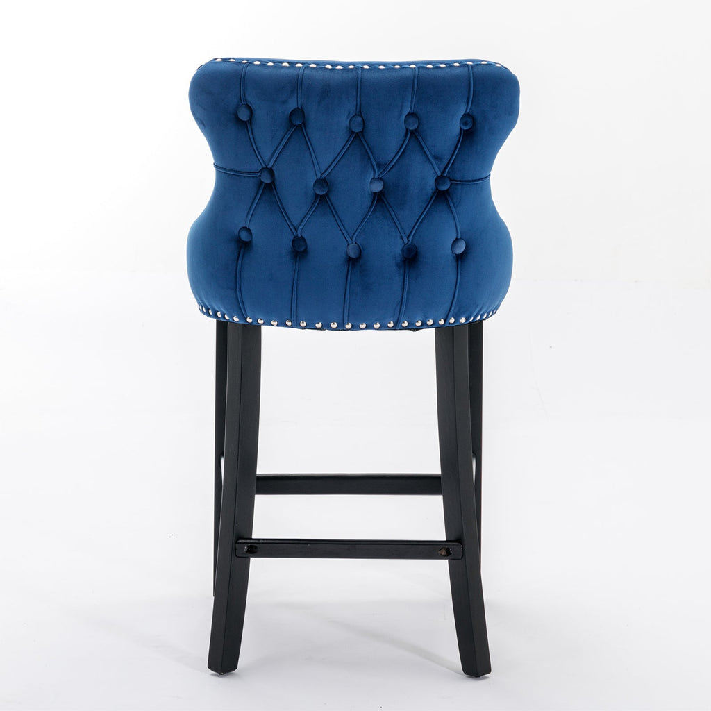Leisure Style Velvet Upholstered Wing-Back Barstools (Set of 2)