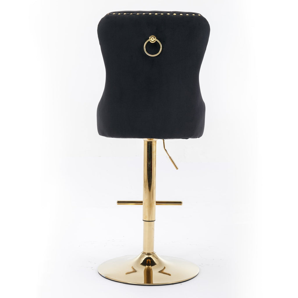 Modern Upholstered Swivel Velvet Barstools (Set of 2)