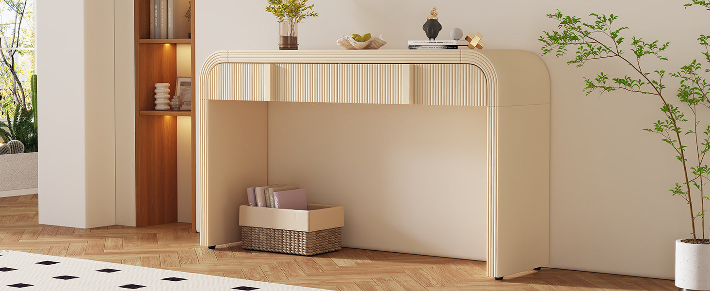 Modern Console Fluted Entryway Table with Rounded Silhouette
