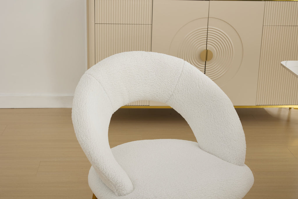 Velvet/Teddy Fabric Dining Chairs with Curved Backrest