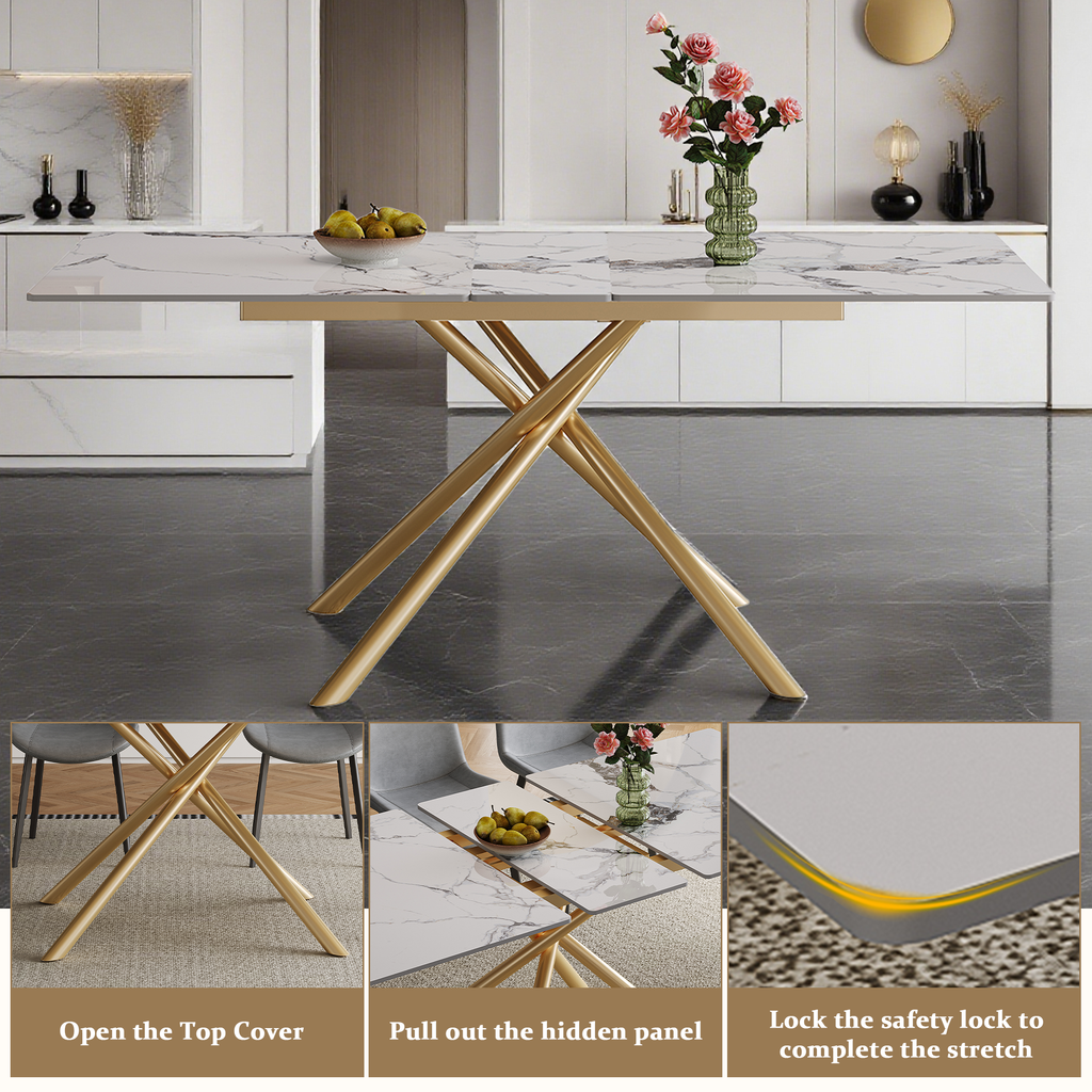 59-inch Modern rectangle Expandable Dining Table